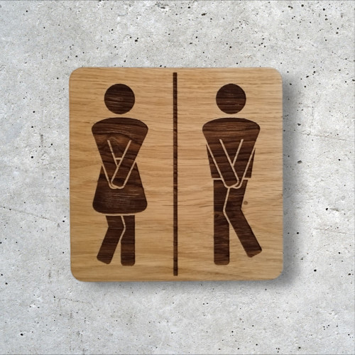 WC wooden door plaque