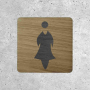 Plaque de porte en bois WC femme original