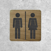 Plaque de porte en bois toilettes femme & homme classique