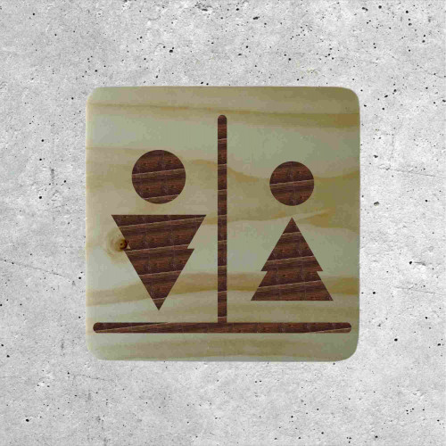 Original Wooden Men &amp; Women Restroom Door Sign