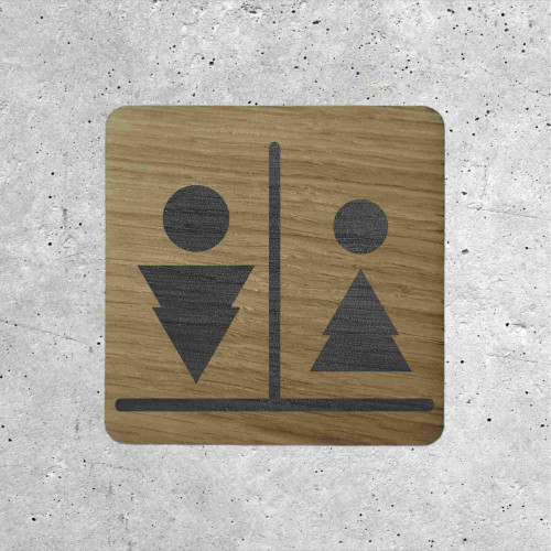 Plaque de porte en bois toilettes femme &amp; homme originale