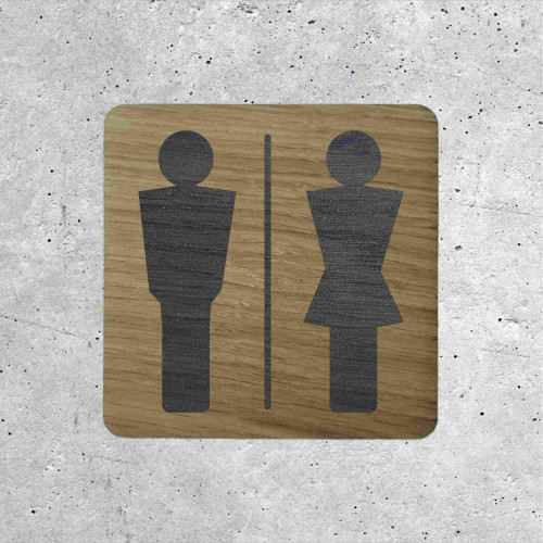 Wooden restroom door sign for men &amp; women restaurant