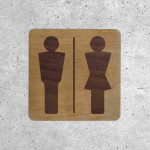 Plaque de porte en bois toilettes femme & homme restaurant