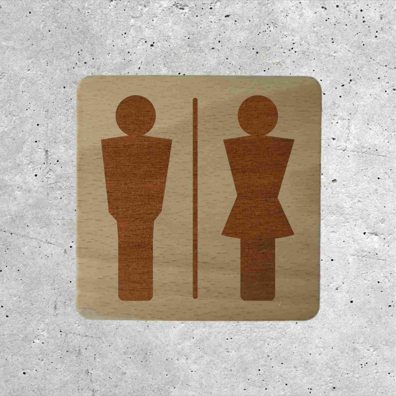 Plaque de porte en bois toilettes femme & homme restaurant