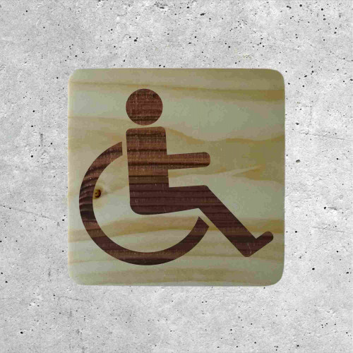 Disabled Restroom Wooden Door Plate