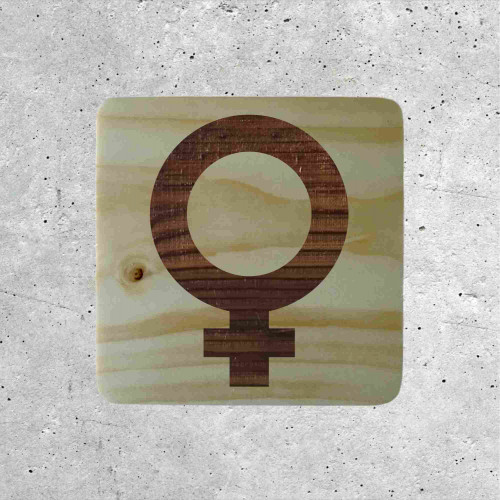 Plaque de porte en bois toilettes femme Picto