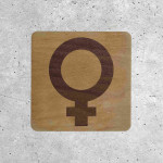 Plaque de porte en bois toilettes femme Picto