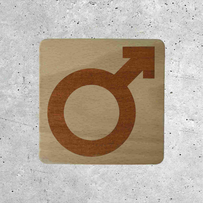 Men's Restroom Wooden Door Sign Icon