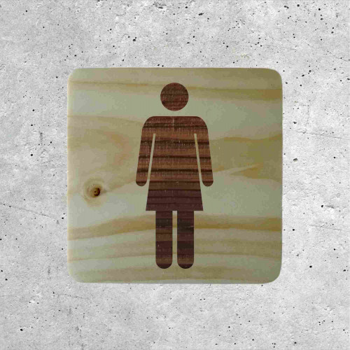 Plaque de porte en bois toilettes femme classique