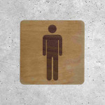 Classic Men's Restroom Wooden Door Sign