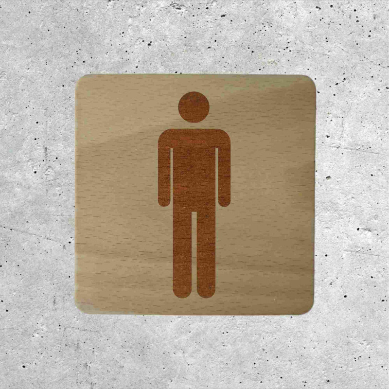 Classic Men's Restroom Wooden Door Sign