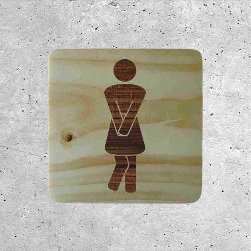 Plaque de porte en bois toilettes femme humoristique