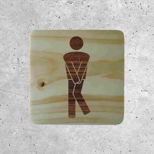 Plaque de porte en bois toilettes homme humoristique