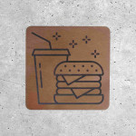 Wooden Fast Food Signage - Burger and Soda Icon