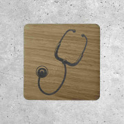 Signalétique en Bois - Symbole Médical avec Stéthoscope