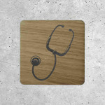 Signalétique en Bois - Symbole Médical avec Stéthoscope