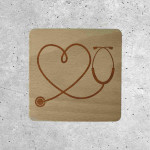 Wooden Signage - Stethoscope and Heart for Medical Office