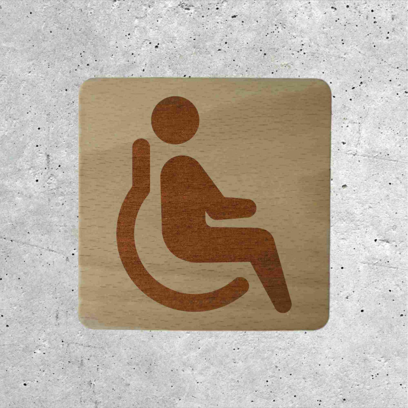 Wooden Toilet Door Sign Disabled Access