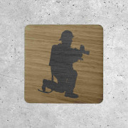 Wooden Signage - Firefighter Icon with Fire Hose