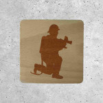 Wooden Signage - Firefighter Icon with Fire Hose