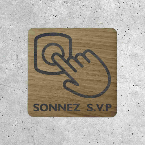 Signalétique en Bois - Sonnez S&#039;il Vous Plaît