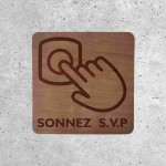 Signalétique en Bois - Sonnez S'il Vous Plaît