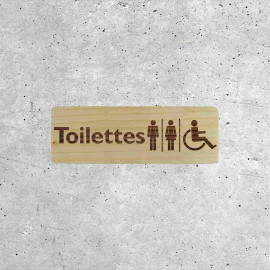 Signalétique en Bois - Toilettes Mixtes et Accessibles