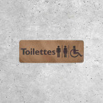 Signalétique en Bois - Toilettes Mixtes et Accessibles