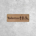 Signalétique en Bois - Toilettes Mixtes et Accessibles