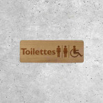 Signalétique en Bois - Toilettes Mixtes et Accessibles