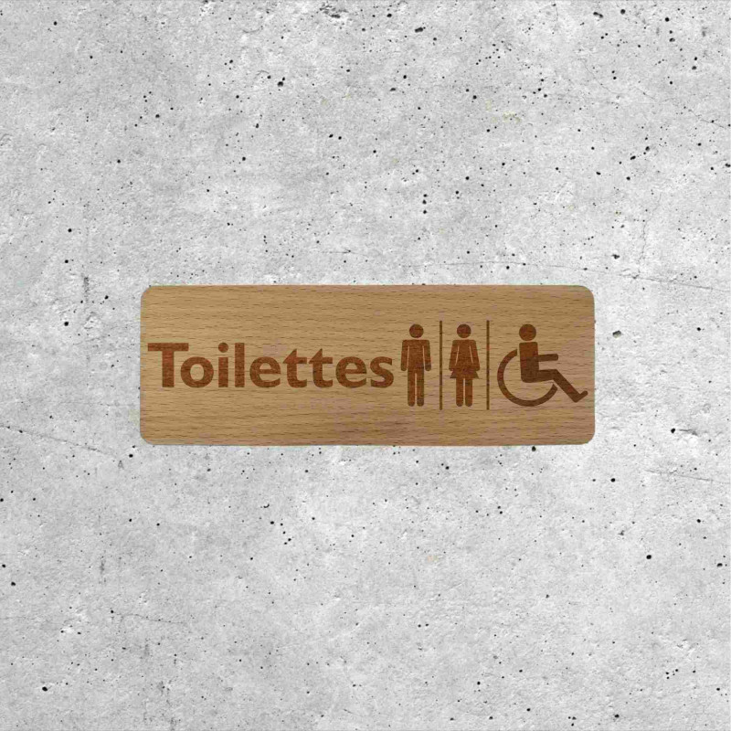 Signalétique en Bois - Toilettes Mixtes et Accessibles