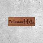 Signalétique en Bois - Toilettes Mixtes et Accessibles