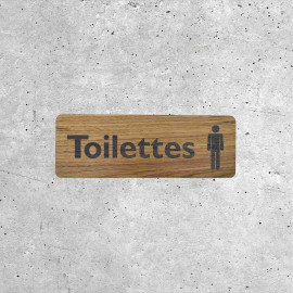 Plaque Toilettes Hommes en Bois - Style Épuré