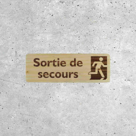 Plaque en Bois - Sortie de Secours