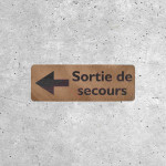 Signalétique Bois - Flèche Sortie de Secours Gauche