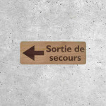 Signalétique Bois - Flèche Sortie de Secours Gauche