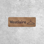 Signalétique en bois Vestiaire avec pictogramme