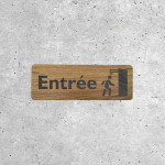 Panneau en bois Entrée avec pictogramme