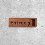 Panneau en bois Entrée avec pictogramme