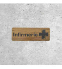 Plaque Signalétique en Bois Infirmerie avec Croix