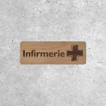 Plaque Signalétique en Bois Infirmerie avec Croix