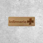 Plaque Signalétique en Bois Infirmerie avec Croix