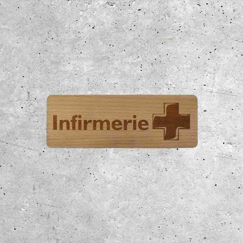 Wooden Infirmary Sign with Cross