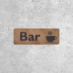 Panneau en Bois Bar - Signalétique avec Tasse de Café