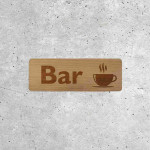 Panneau en Bois Bar - Signalétique avec Tasse de Café