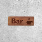 Panneau en Bois Bar - Signalétique avec Tasse de Café