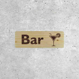 Panneau en Bois Bar - Signalétique avec Verre de Cocktail