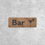 Panneau en Bois Bar - Signalétique avec Verre de Cocktail