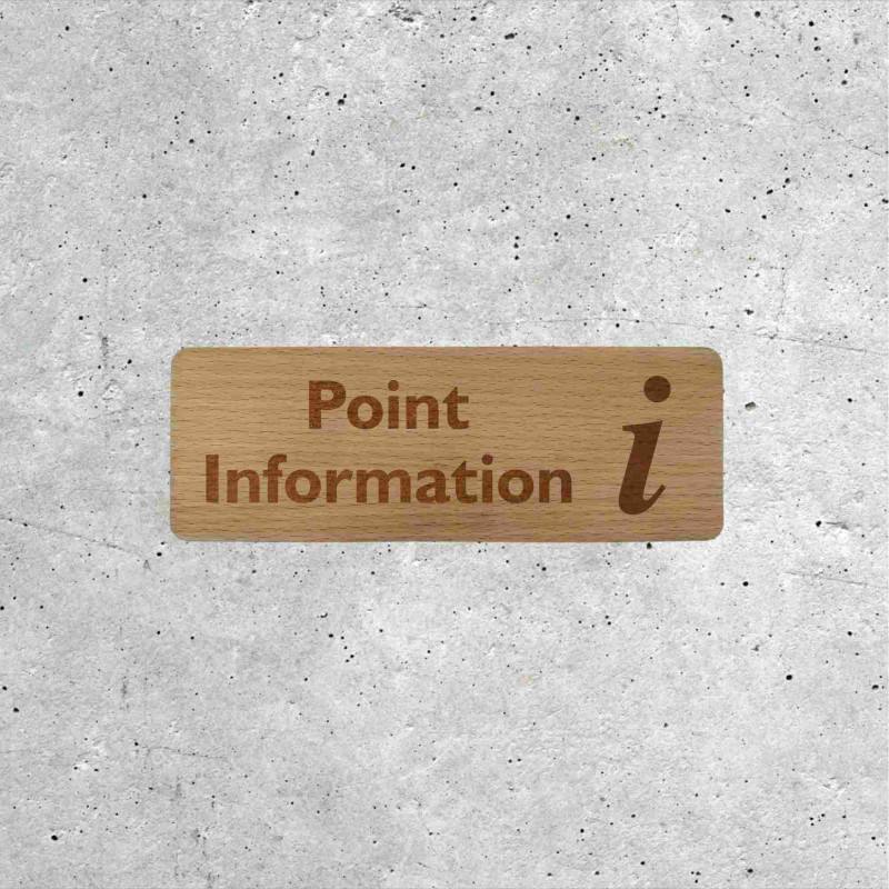 Wooden Information Sign Panel - Signage with Info Icon