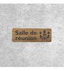 Signalétique en Bois Salle de Réunion - Panneau avec Icône